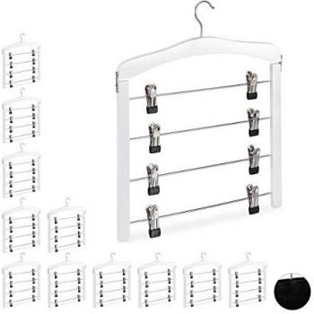 Cintres multiples en bois avec crochet rotatif, lot de 12, blanc