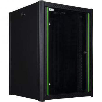 16U Black Wall-Mount Rack Cabinet by Lanview