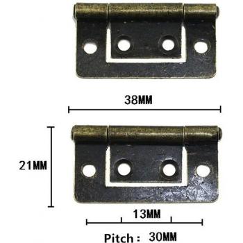 Charnière porte meuble vintage, 4 trous, finition bronze – 10 pcs