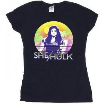 Sunset Smiling She‑Hulk Baumwollshirt – XXL, Weiß