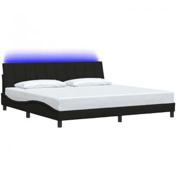 Lit en tissu noir 200x200 cm sans matelas