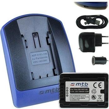 Batería y Cargador USB VW-VBT190 para Panasonic HC-V530,V550,V550M