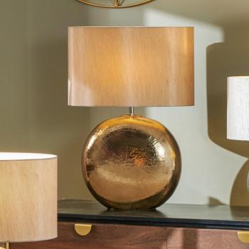 Textured Ceramic Table Lamp with Taupe Shade
