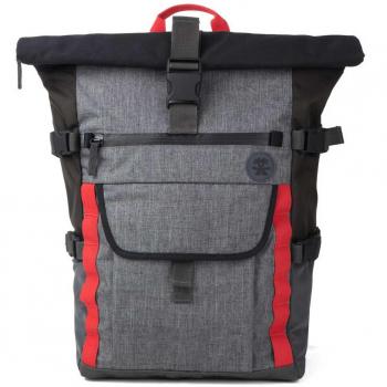 Crumpler Street Burrito STB‑003 Rucksack mit Laptop‑ und Tablet‑Fach (13 / 7,9) – 33 Liter, Grau/Rot