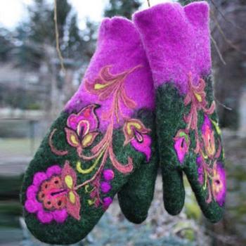 Mitaines de Luxe Brodées – Femmes, Hiver, Neige et Noël