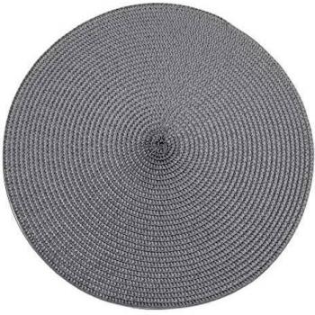 Walton & Co Ribbed Circle Table Mat, Storm Grey, 35cm Diameter