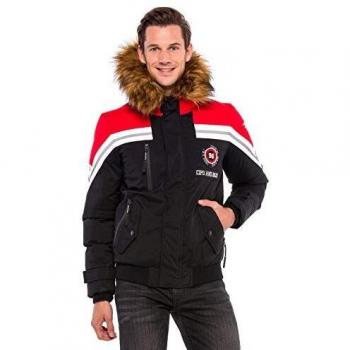 Cipo & Baxx Damen‑ und Herren Wintersteppjacke mit Kapuze, schwarz, XL