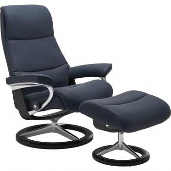 Stressless View Relaxsessel‑Set (Hocker) – Signature Base, M, Schwarzes Gestell