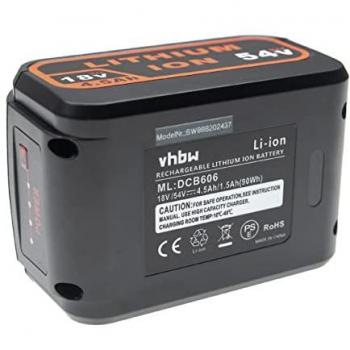 VHBW Li‑ion 4500 mAh – Batterie 18 V / 54 V pour outils DeWalt DCS391