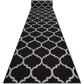 Tapis de couloir sizal floorlux 20608 Treillis Marocain Noir – Argentin 80 cm (80×100 cm)