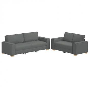 Vida XL Grey Velvet Sofa Pair with Comfort Cushions