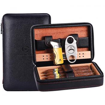 Porta Cigarros “Negro Cedro” – Estuche con Guillotina y Humidor