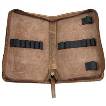 Greenburry Vintage Leder Stifteetui mit 9 Stiftschlaufen aus antikem braunem Leder
