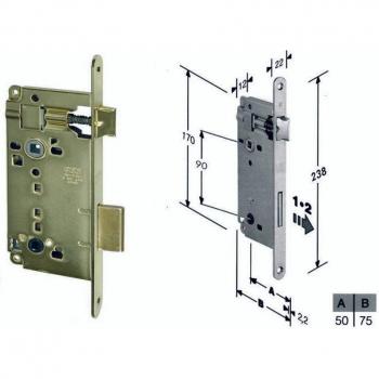 Serratura AGB B.00595.50.03: bordo tondo ottonato, apertura di sicurezza