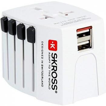 Adaptateur de voyage 2 pôles avec 2 USB