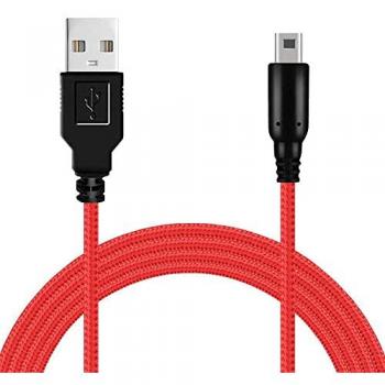 Cable USB de Carga y Sincronización de Datos Trenzado 1.5m Rojo Compatible con Nintendo DSi, DSi XL, 2DS, New 2DS XL, 3DS, 3DS XL