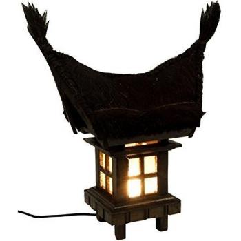 Guru‑Shop Holzkörper Bali Gartenleuchte Modell 3 – 50 cm × 45 cm × 30 cm, Outdoor‑Kabel