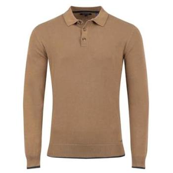 Men's XL Light Brown Alden Long Sleeve Knit Polo