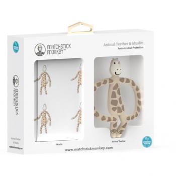 Matchstick Monkey Animal Teether & Giraffe Muslin Set