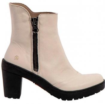 Botines de piel blanco hielo con tacón de 7,5cm para mujer