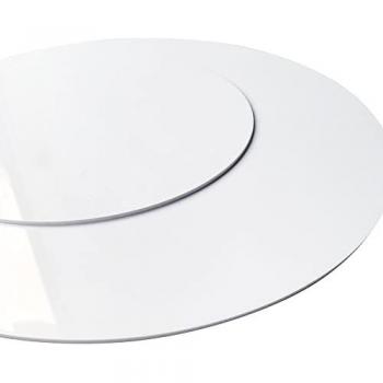 Signalétique Biz France : panneau PVC blanc 15 mm, forme ronde 80 cm, découpage sur mesure