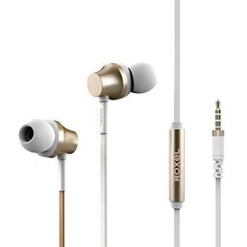 Roxel EF100 Noise-Isolating Earbuds with Rich Sound and Built-in Mic, Compatible with IOS and Android Devices (Gold)