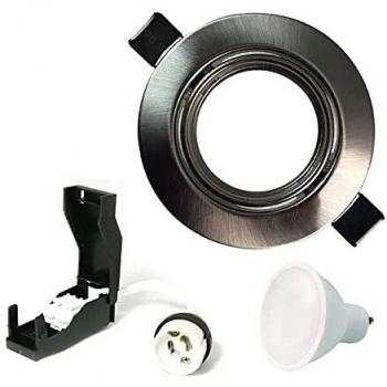 Focos Empotrables GU10 LED 7W 56W Aluminio Cepillado 100 Unidades Blanco Neutro 4500K