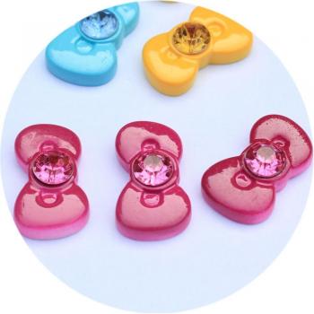 Bunte 3D Harz Bowknot Strass Nagel Dekorationen