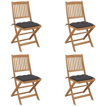 Sedie da Giardino Pieghevoli 4 pz con Cuscini Massello Acacia cod mxl 14655