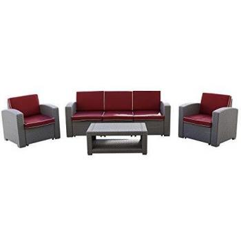 Conjunto Jardín Treviso Resina 1 Sofá + 2 Sillones + 1 Mesa Gris Claro