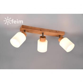 Assam Barra 3 Luci – Base in legno, vetri bianchi, L. 45 cm