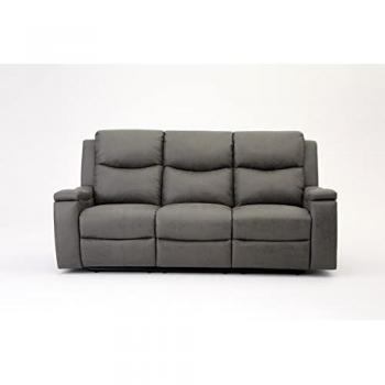 Grey Faux Leather 3 & 2 & 1 Seater Sofa Suite with Manual Recline by Collins
