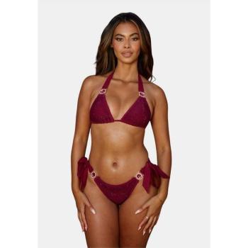 MODA MINX Damen-Bikinihose „Private Island“ – Größe M, US‑Größen, rot mit Steinbesatz