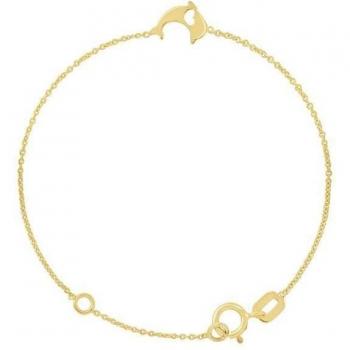 Brassard or jaune 375 motif dauphin cœur, taille 12‑14 cm