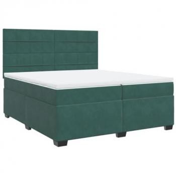 Lit avec matelas en velours vert foncé 200x200 cm