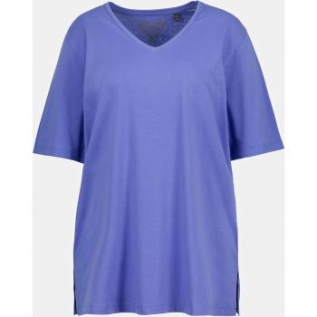 T-shirt scollo a V mezze maniche viola donna taglia 52/54
