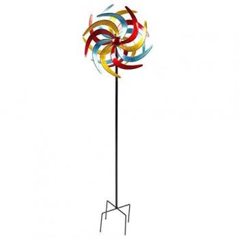 Spetebo Windspiel Garten Deko XXL Metall Doppel Windrad bunt Ø 61cm