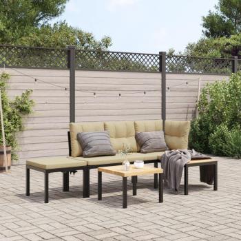 Sérénité Nocturne – Banc Extérieur 3 Places, Coussins en Velours Noir
