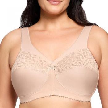 Glamorise Women's Magic Lift Cotton Full Figure Wireless Support Bra – Beige, Plus Size 36C (HerRoom.com)