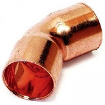 Codo de cobre Hembra 18 mm 45 grados
