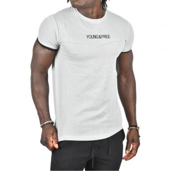 T-shirt Grigia con Dettagli Piegati e Scritta LUCEY2403247