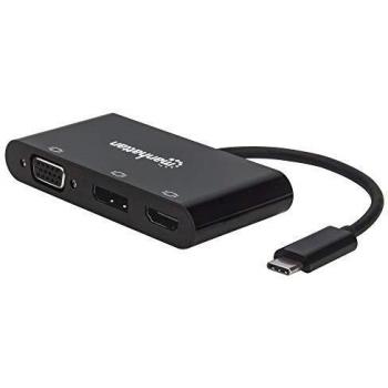 Manhattan USB-C Videoadapter HDMI DisplayPort VGA 4,20 cm Schwarz