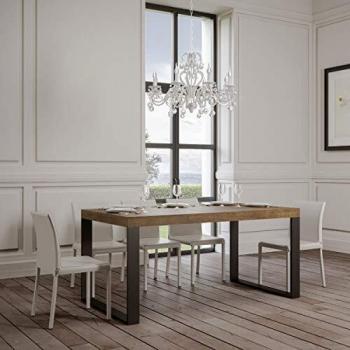 Tavolo Tecno Itamoby 90x180/284 cm, bianco frassino e noce