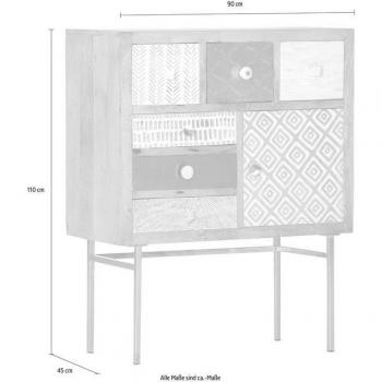 Höffner Sideboard Proto – Holzfarben, 90 × 110 × 45 cm, detailreiche Verzierungen, Vintage‑Stil
