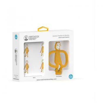Matchstick Monkey Animal Teether Gift Set with Muslin Lion