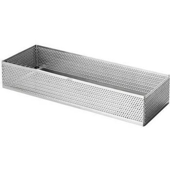 Molde de acero inoxidable rectangular perforado 8x28x3.5 cm