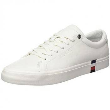 Tommy Hilfiger Sporty White Lace-Up Sneakers with Contrast Details, Size: 10 UK