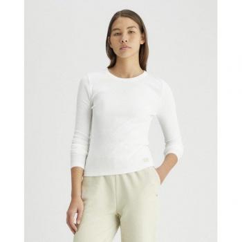Chemisier Calvin Klein Jeans manches longues, maille côtelée, blanc – Femmes