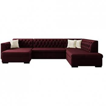 Sofá rinconero Comfivo 269, con función de descanso, caja de ropa de cama, 345x205x82cm