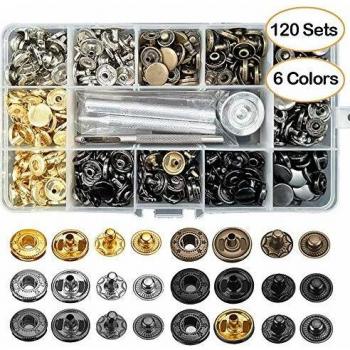 120Sets Druckknopf Set, BALFER 12 mm Druckknöpfe in 6 Farben